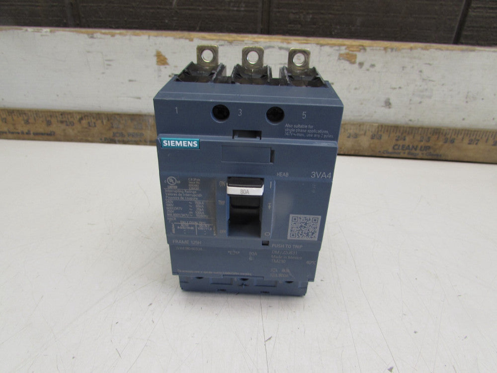 SIEMENS 3VA4180-6ED34-0AA0  ,CIRCUIT BREAKER,  3P/80A /480V/65kA   MAKE OFFER!