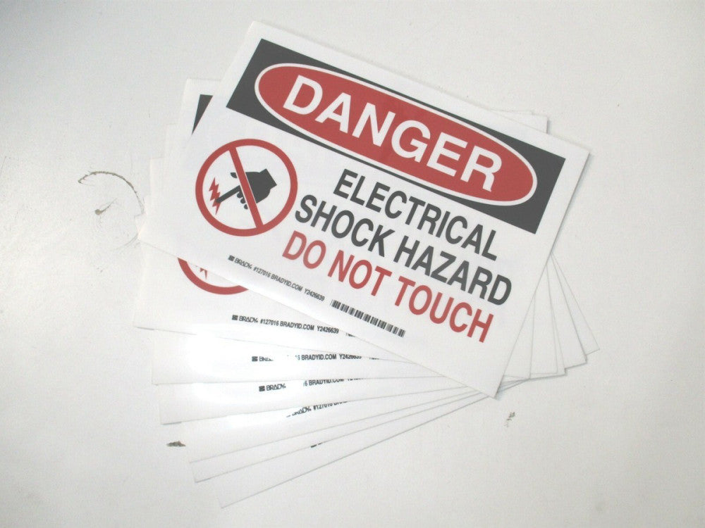 Brady (127016) 7" x 10" Electrical Shock Hazard Do Not Touch Sign - Lot of 7