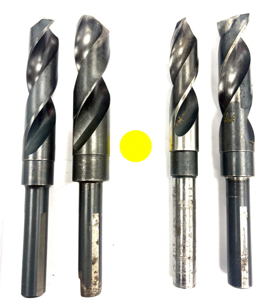 ASSORTED BRAND REDUCED SHANK DRILL BIT SIZES 3/4" 45/64" 13/6" 21/32" LOT OF 4