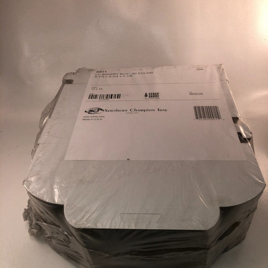 #2 Eclair Bakery Box 6 1/4" x 3 3/4" x 2 1/8" Paperboard White - 50 Pieces