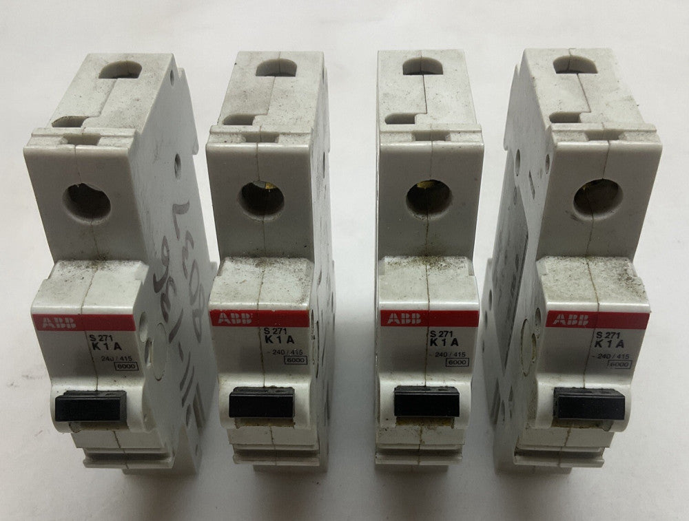4 Pack ABB S271-K1A Circuit Breaker 1 Amp 480 Volt Plug In Mount