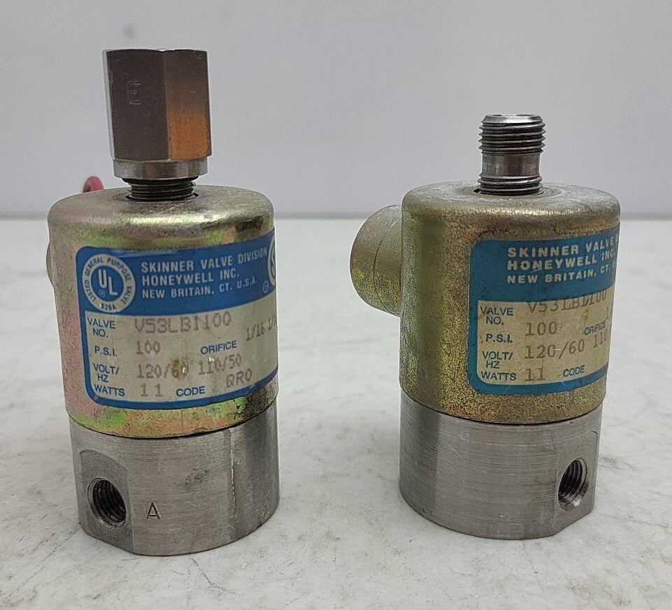 2 Pack Skinner V53LB1100 Solenoid Valve 110/120Vac 100 Psi 1/16 Orfice *USED