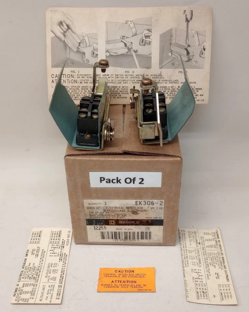Square D EK306-2 Electrical Interlock Switch (Pack Of 2) 60 Amp12255