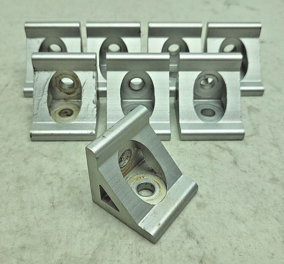8 Pack 8020 80/20 Aluminum 2 Hole Inside Corner Gusset Used See Pictures