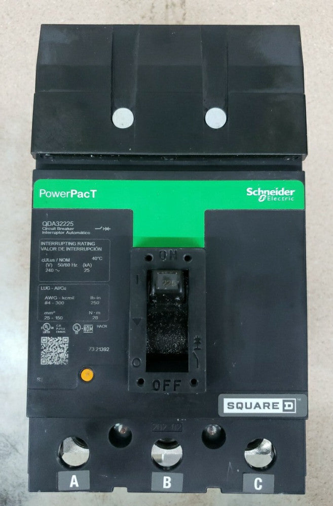 New Take Out! Square D QDA32225 225 Amp 3 Pole 25kA@240V I-Line Circuit Breaker
