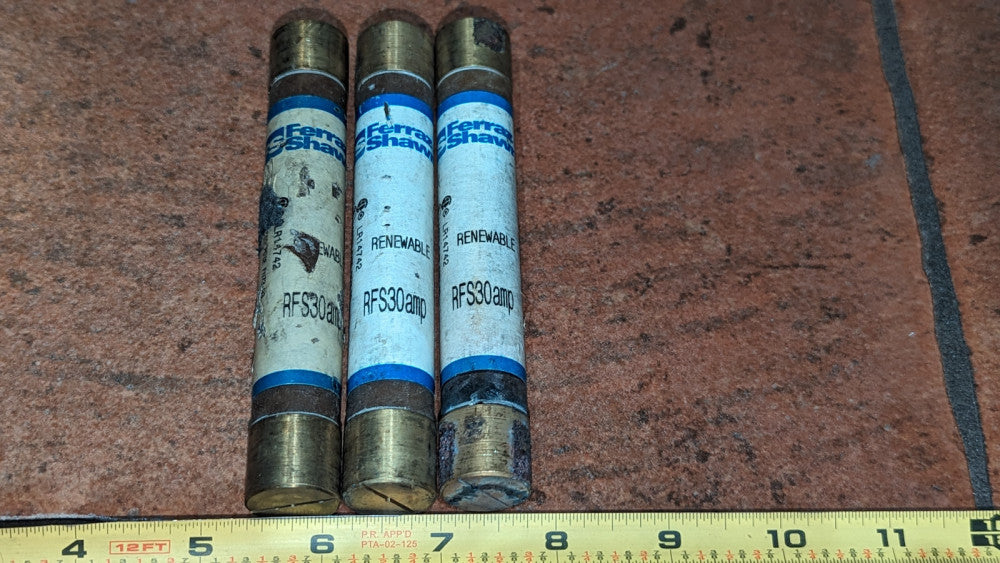 (3) Ferraz Shawmut RFS30amp Renewable Fuses USED