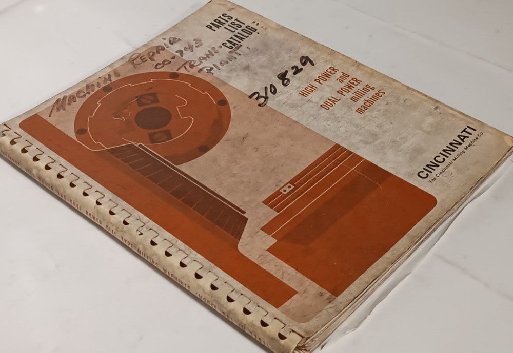 Cincinnati Milling Machine High/Dual Power Milling Machines Parts List Catalog