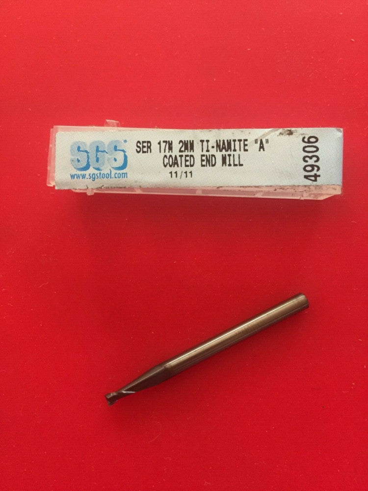 NEW SGS 49306 2mm Solid Carbide End Mill 2 Flute Square AlTiN Coated