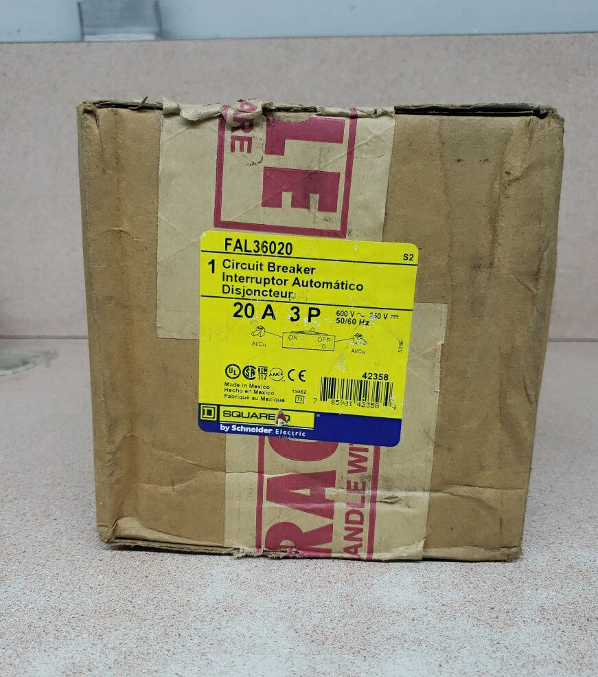 Square D FAL36020 Molded Case Circuit Breaker 20 Amp, 3 Pole