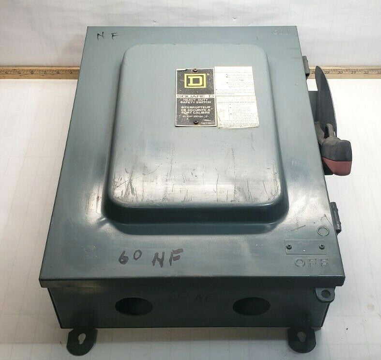 SQUARE D 60 AMP NON-FUSED SAFETY SWITCH 6 POLE 600 VAC 3 PHASE 60 HP  HU662AWK