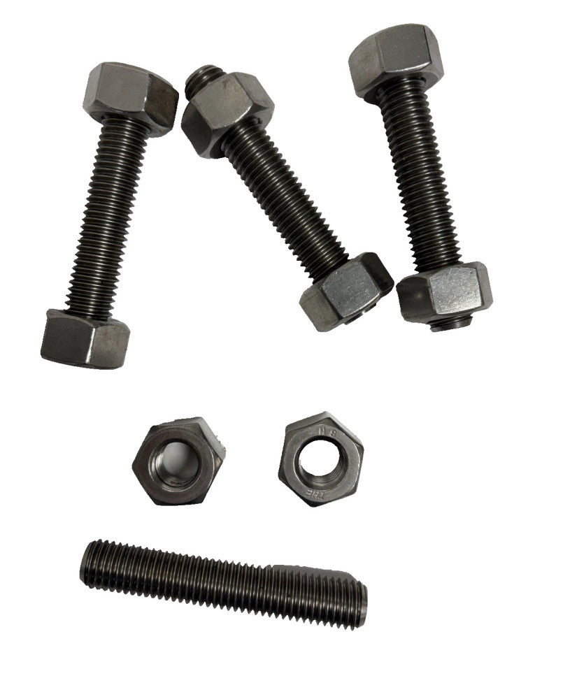 LSF B8M STUD WITH 2 THE 8M HEX NUTS, STAINLESS STEEL, 7/8"-9