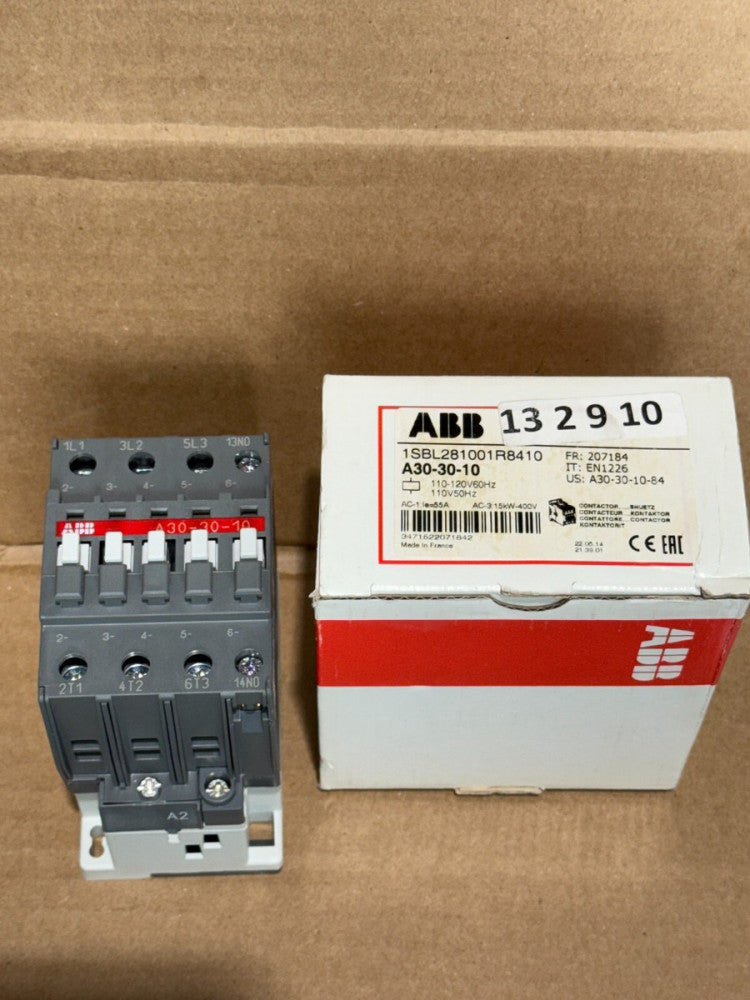 ABB 1SBL281001R8410 A30-30-10 Contactor 110V 50Hz / 110-120V 60Hz 3 Pole 32 Amp