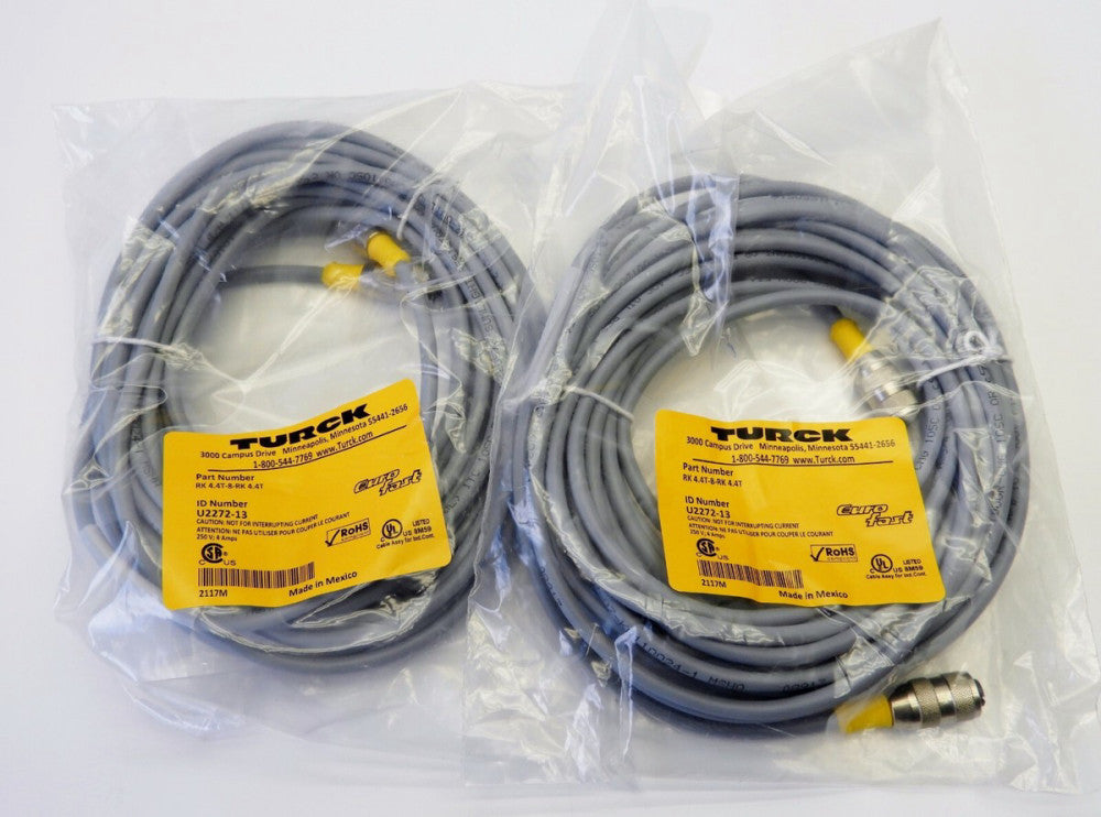 Lot of 2 Turck RK 4.4T-8-RK 4.4T, U2272-13 M12 Euro Fast Cable Cordset