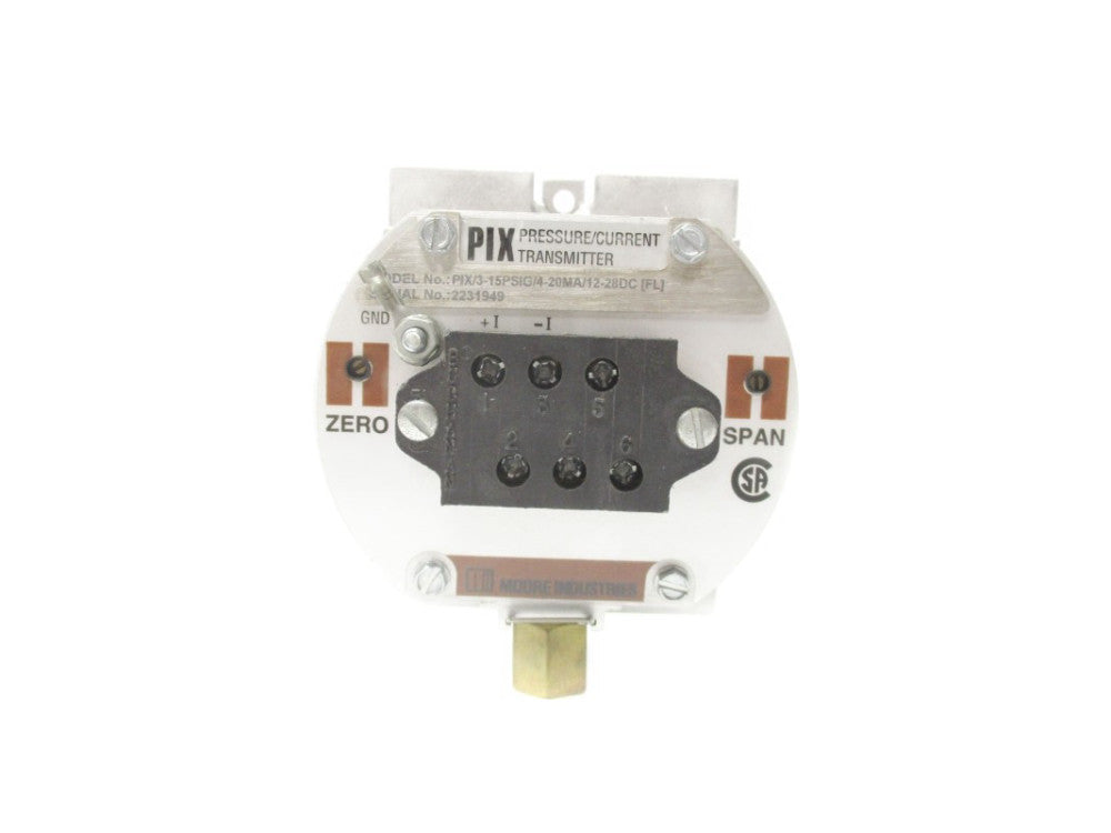 MOORE INDUSTRIES PIX/3-15PSIG/4-20MA/12-28DC-FL 3-15PSI UNMP