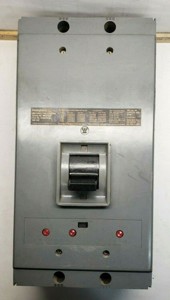 WESTINGHOUSE 1200 AMP CIRCUIT BREAKER W/1000 AMP PLUG 600 VAC 3 POLE  HNB31200F