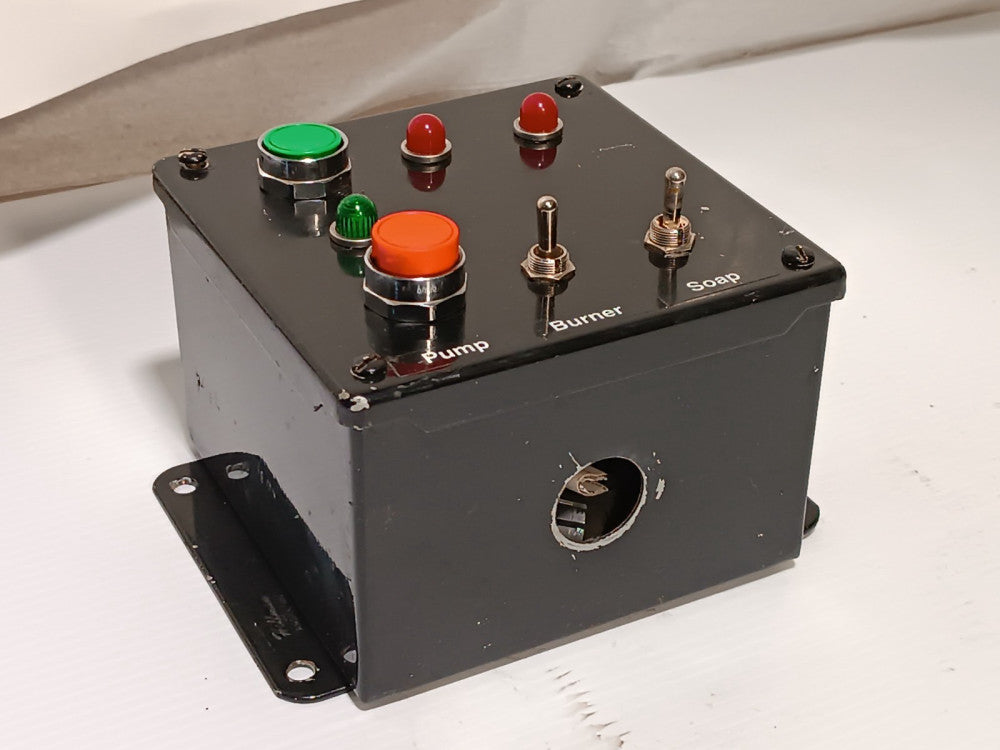 Hoffman nvent A606SC IP65 screw enclosure, IDEC pushbuttons, toggles, 6x6x4