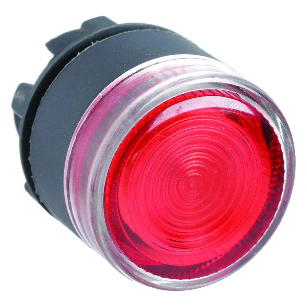 DAYTON 30G125 Illuminated Push Button Operator, Red, 22mm, Momentary, Flush