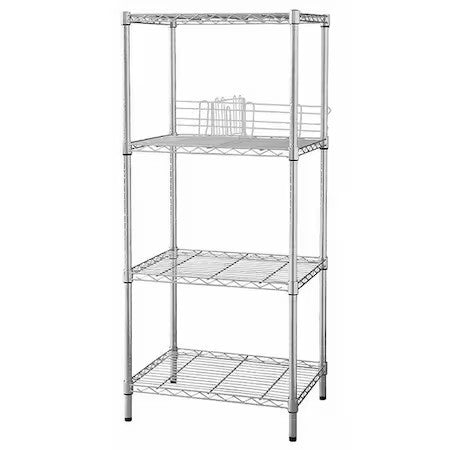 Zoro Select 5Gpk5 Wire Shelving Unit, 18"D X 48"W X 63"H, 4 Shelves, Chrome
