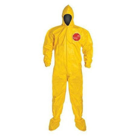 Dupont Qc122byl3x001200 Chemcial Resistant Coverall, Hooded, 3Xl, Tychem(R)