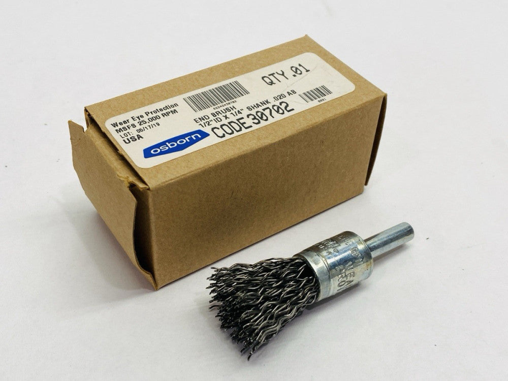 Osborn 30702 Shank Mounted End Brush 1/2" ID x 1/4" Shank .020 AB