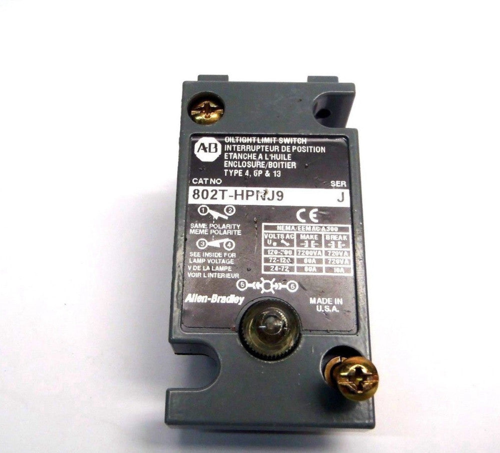 Allen Bradley 802T-HPNJ9 Series J Oil-Tight Limit Switch Top Body Only Type 4,6P