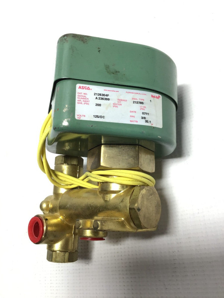 Asco 2126304F Red Hat Solenoid Valve 3/8" NPT 125 Volts DC 35.1 Watts