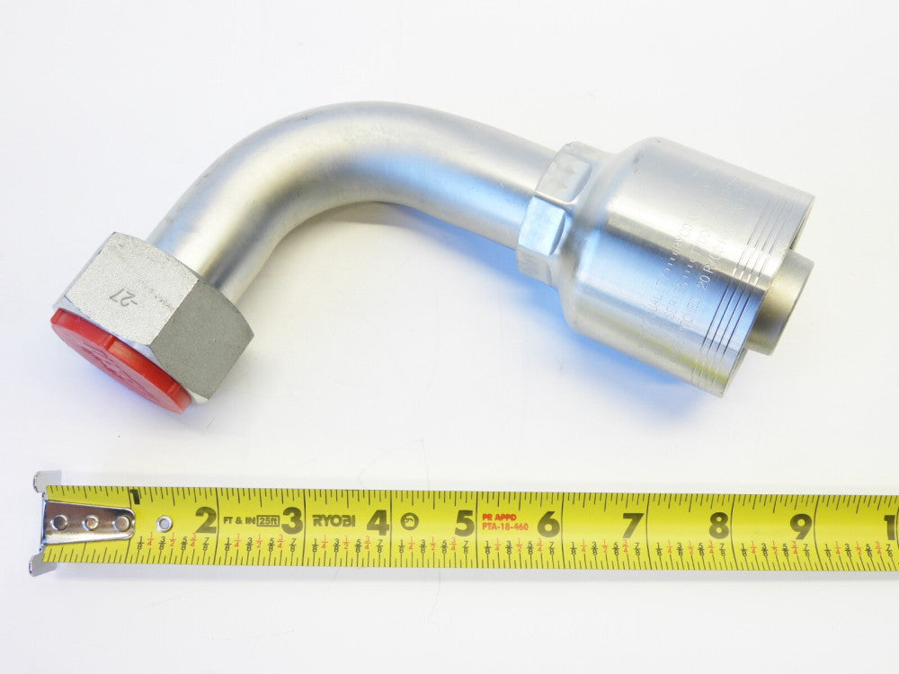 Ryco T7820-2027 Hose End, Crimp Hose X ORFS Female 90° Bend 1-1/4 Hose, 1-11/16