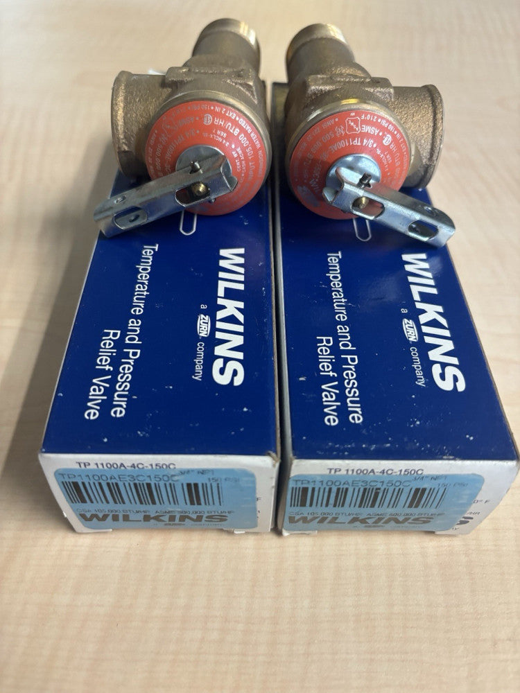 (2) NEW WILKINS ZURN TEMPERATURE PRESSURE RELIEF VALVE, TP 1100AE-3C-150C