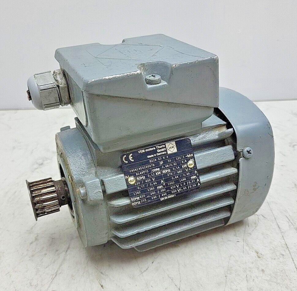Vem Motors K21R 63 K 4 0.12kW 0.14kW 60Hz 230/400V 275/480V B14FT75 Ac Motor