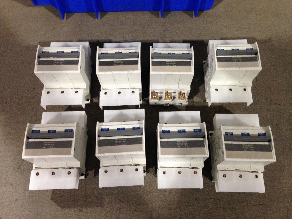 Mitsubishi CP30-BA 3P 10A AC Miniature Circuit Breaker -Lot of 8