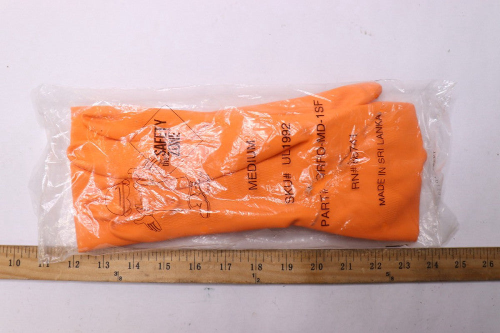 The Safety Zone Neoprene Latex Blend Flock Lined Latex Gloves Orange UL1992