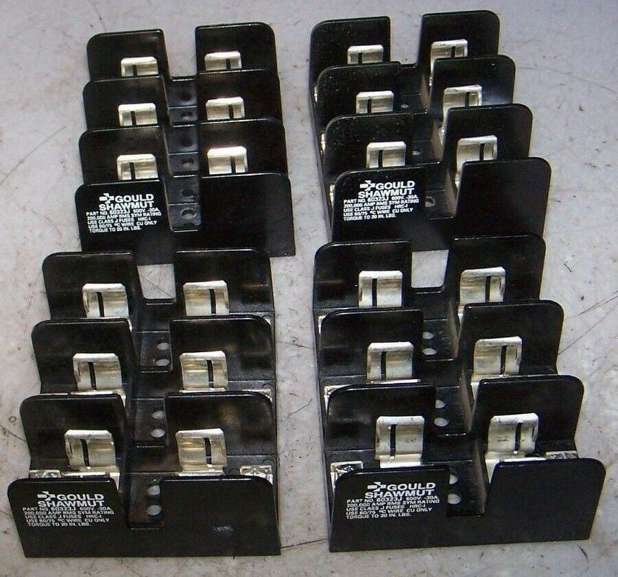 (4) GOULD SHAWMUT 30 AMP FUSE BLOCK HOLDER 600 VAC 3 POLE 60323J LOT OF 4