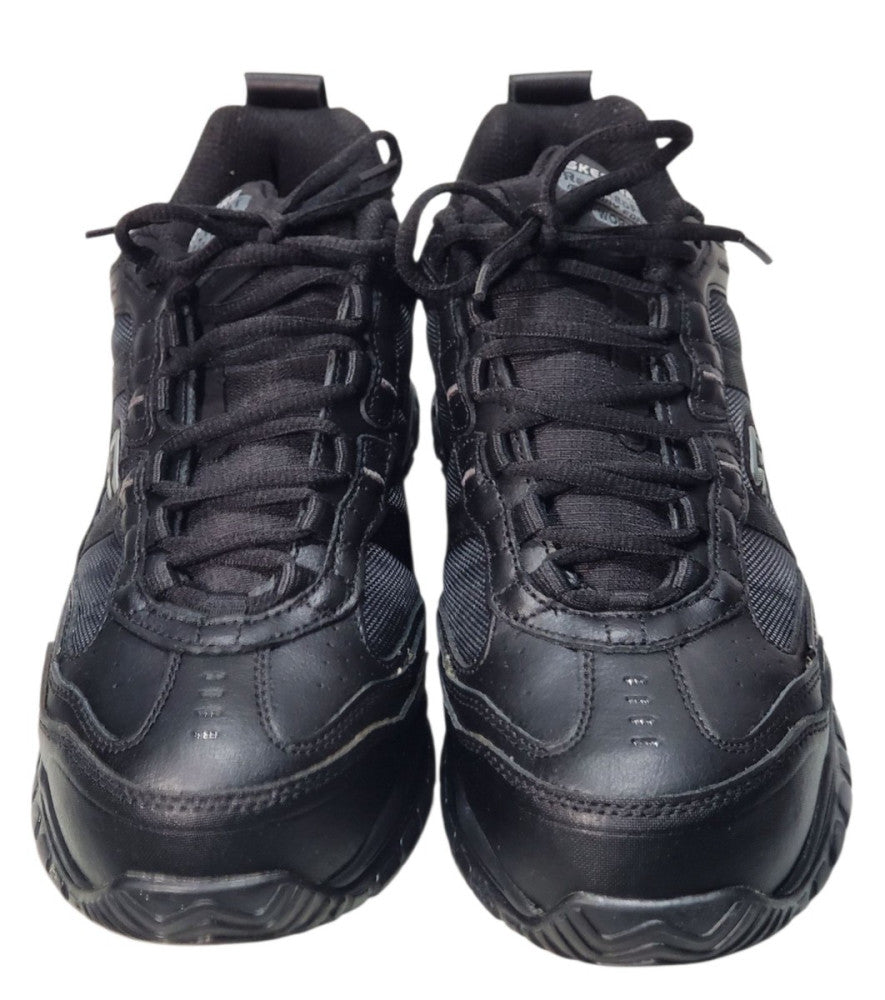 Skechers 77013 Relaxed Fit Memory Foam Work Safety Black Steel Toe Shoes Size 10