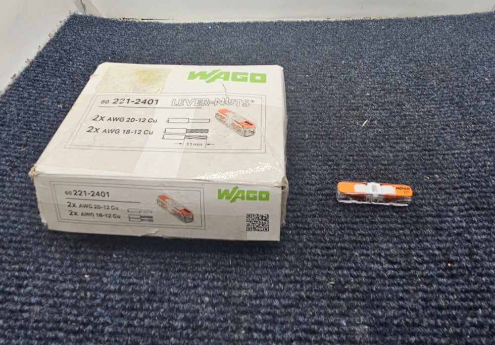 (QTY 60) Wago 221-2401 Inline Splicing Wire Connector Lever Nuts
