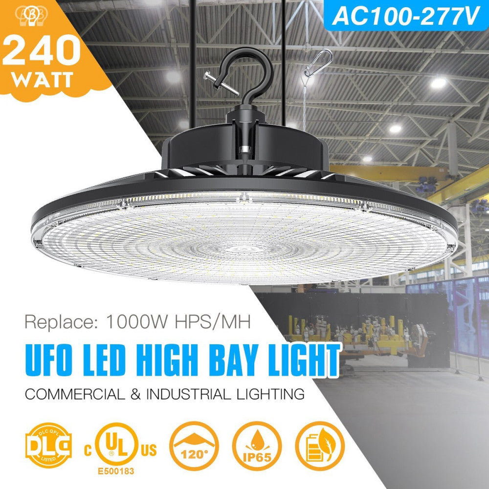 240W Industrial Warehouse LED High Bay Light Factory Warehouse Shop GYM Lighting