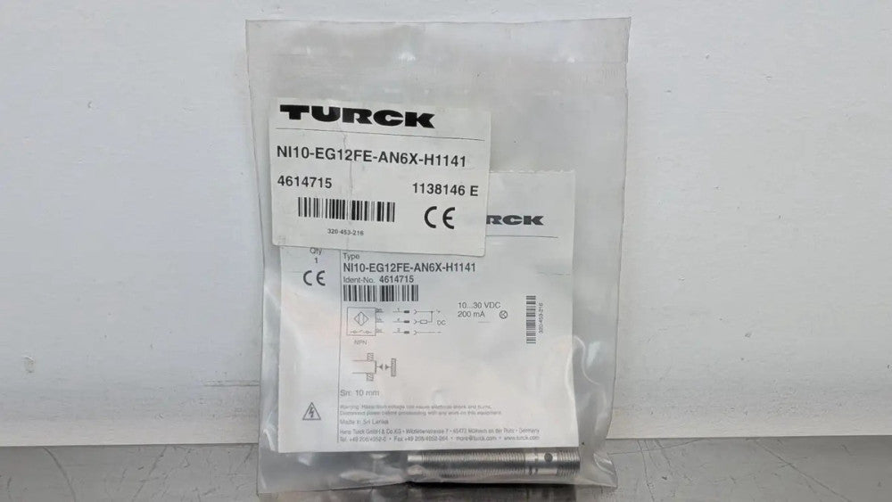 Turck NI10-EG12FE-AN6X-H1141 Inductive Sensor 4614715 10mm M12 Male