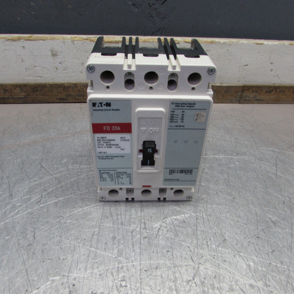 EATON / CUTLER-HAMMER FD3015, MCCB, 3p/15A/600V /35kA, TAKEOUT!  MAKE OFFER!