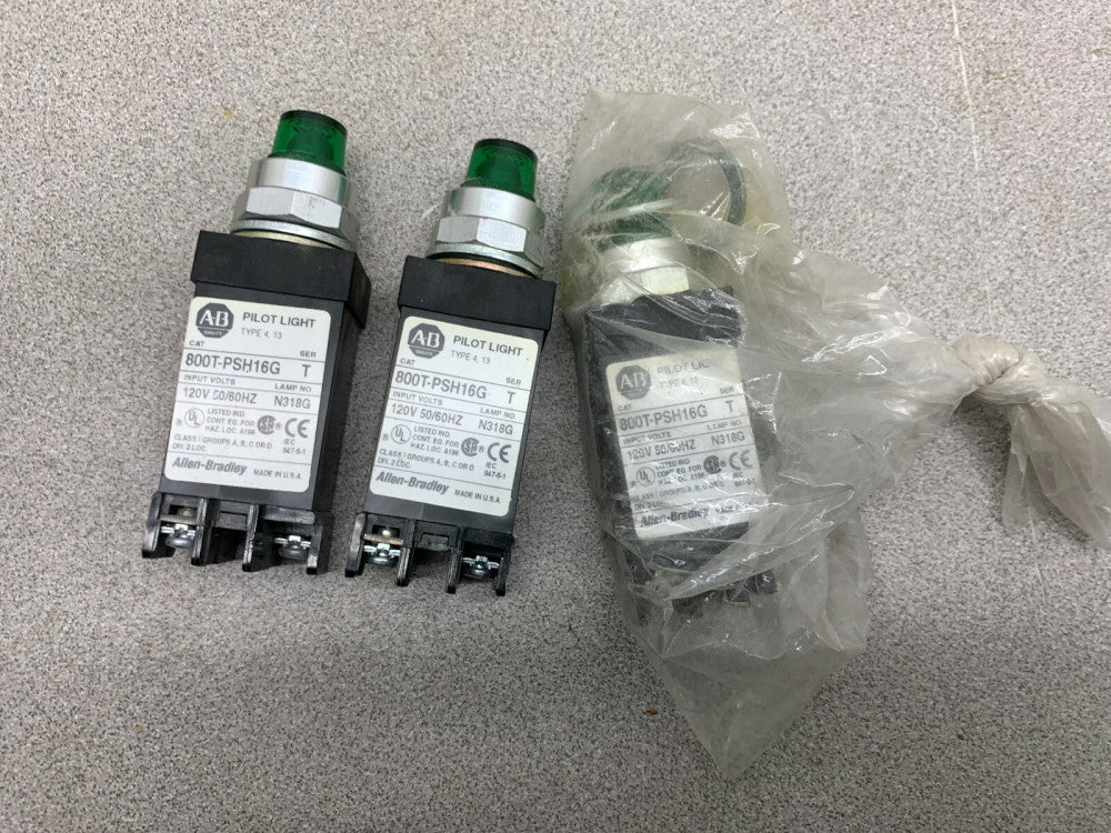 LOT OF 3 NEW NO BOX ALLEN BRADLEY PILOT LIGHT  800T-PSH16G 