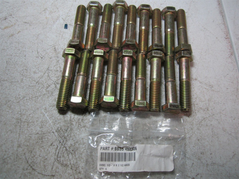 Brighton Best (452306) 1/2" - 13 Diameter 2-1/2" OAL Hex Cap Screws - Pack of 18