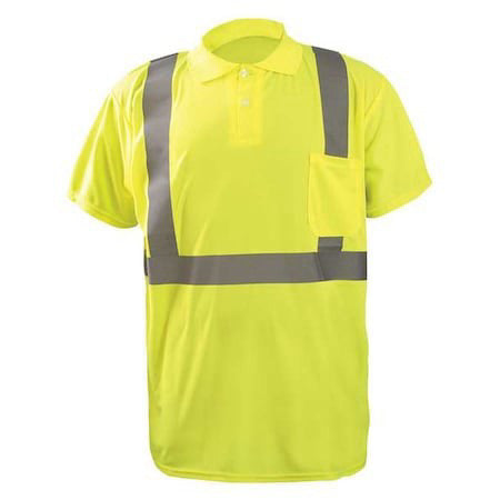 Occunomix Lux-Sspp2b-Yl Short Sleeve Hi-Vis Polo Shirt, 2, R, Polyester,