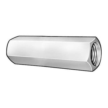Zoro Select 1Ja97 Coupling Nut, 3/4"-10, Steel, Grade 2, Zinc Plated, 1-1/2 In