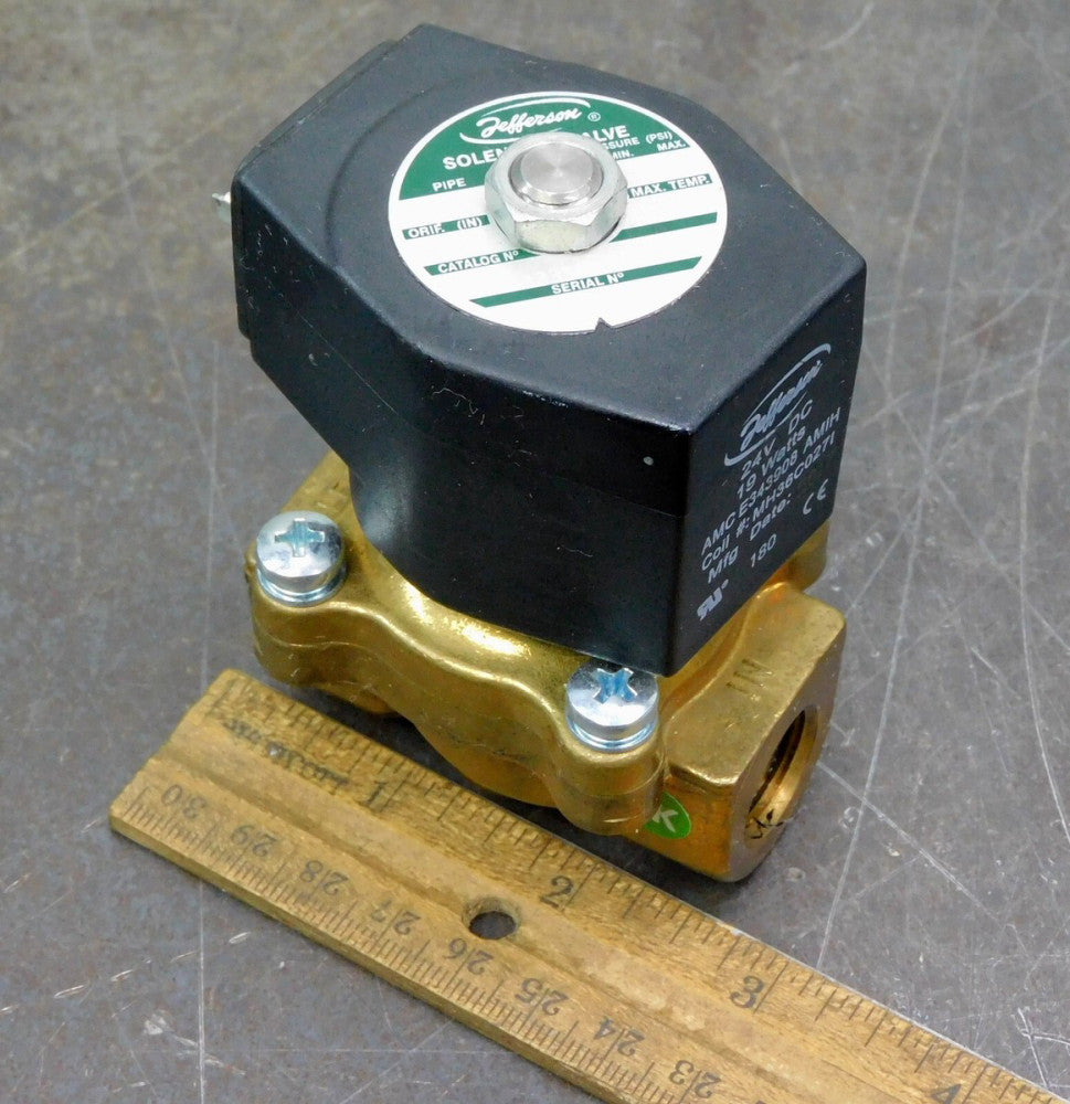 Jefferson 1335BA3AT Two-Way Brass Solenoid Valve 3/8" NPT 105 PSI 24V DC 19W