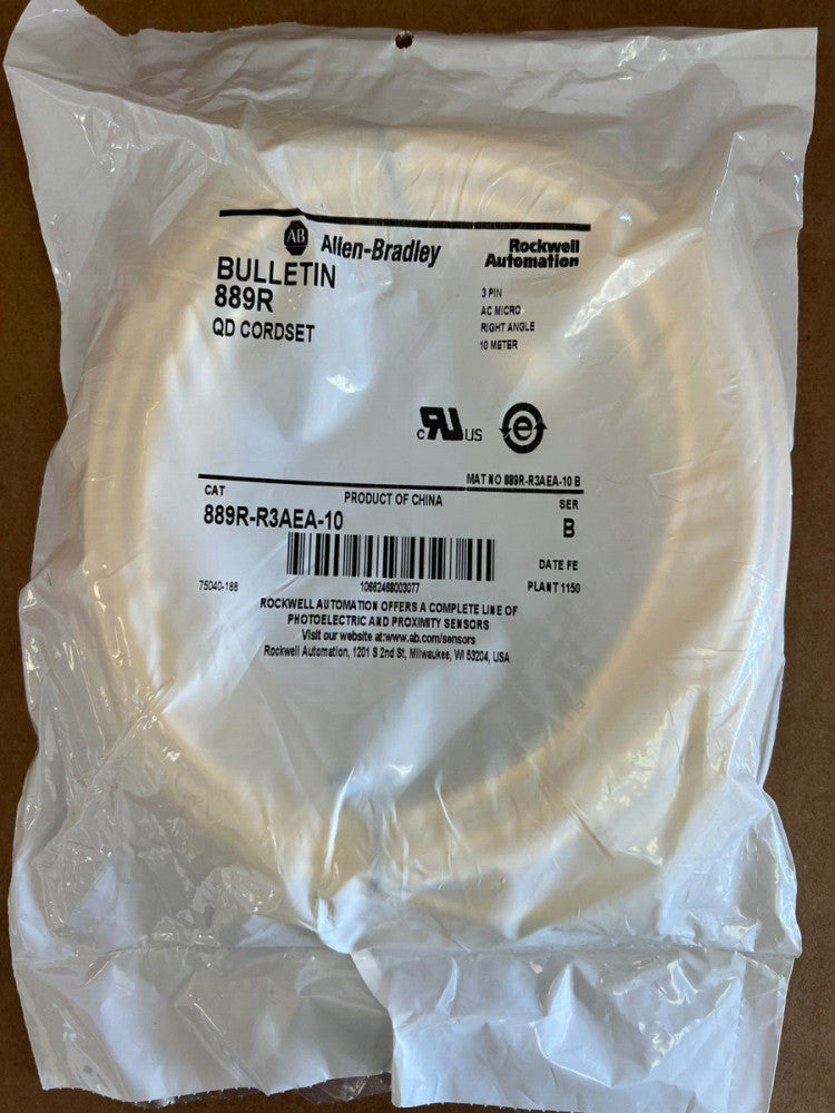ALLEN BRADLEY, 889R-R3AEA-10 QD CORDSET 3 PIN 10m NEW! MAKE OFFER!