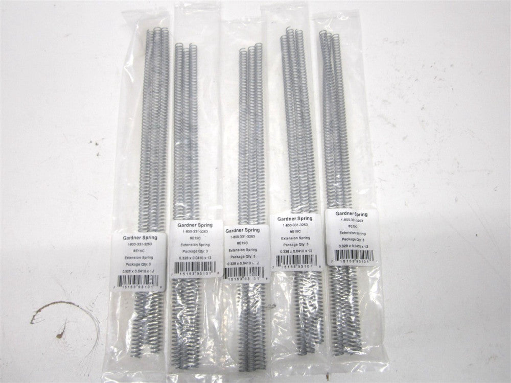 Gardner Spring (8E19C) 0.328" x 0.041" Extension Spring 3ct - Lot of 5