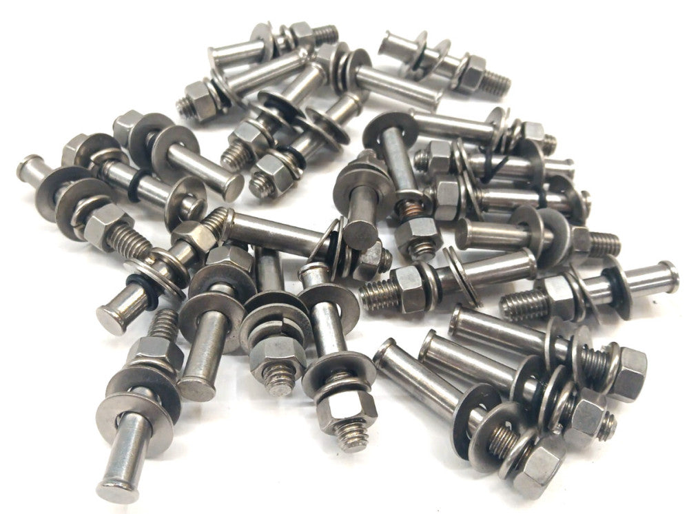 AXEL PIN 5/16-18 X 1-7/8 STAINLESS STEEL W/5/16 NUT WASHER AND O-RING  LOT OF 25