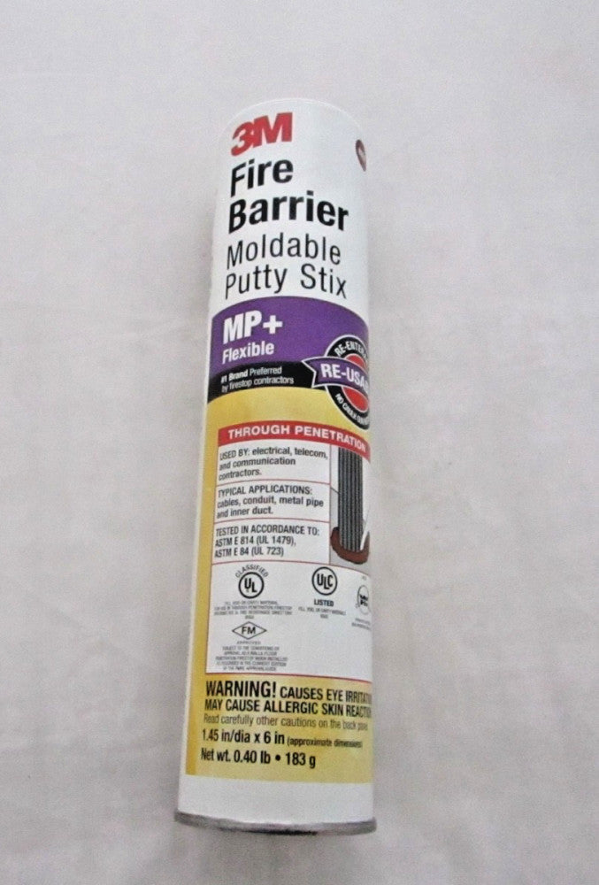 3M Fire Barrier Moldable Putty Stix MP+, Red, 1.45 in x 6 in New