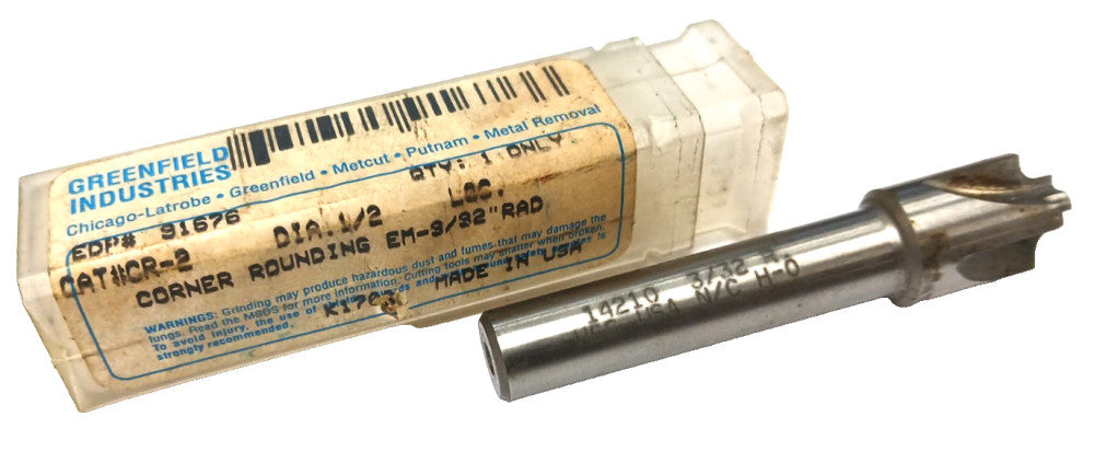 PUTNAM 3/32 CORNER ROUNDING END MILL HSS NC 4 FLUTES OAL 2-1/2" 1/4 TIP DIA
