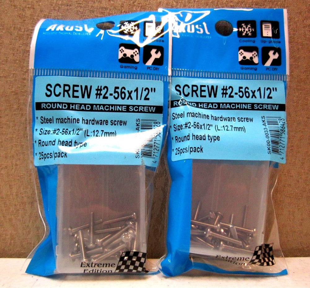 Akust SK00-0033-AKS #2-56 x 1/2" Round Head Steel Machine Hardware Screw - 50 Pc