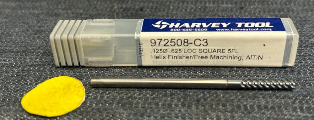 HARVEY TOOLS SQUARE END MILL 972508-C3  5 FLUTE 1/8" DIAMETER  5/8" LOC