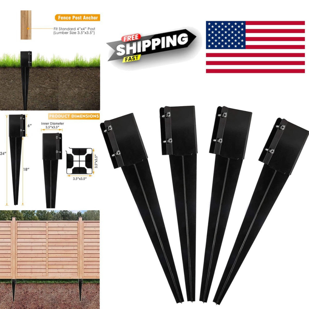 Heavy Duty Metal Ground Spike for Fence Posts and Mailboxes Black Coated Durable